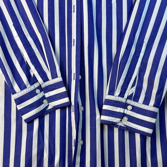 J.Crew Blue White Striped Long-Sleeve Button-Down Shirt Dress XS Preppy Oldmoney - Picture 10 of 13